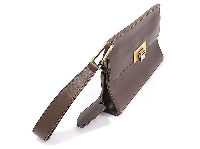 Balenciaga Clutch LE DIX in pelle di vitello marrone con tracolla - vista 3