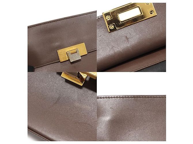 Balenciaga Clutch LE DIX in pelle di vitello marrone con tracolla - vista 6