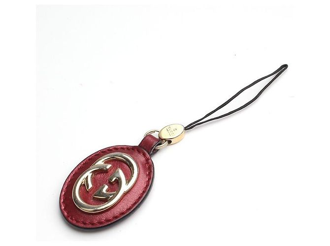 Gucci Charm per borsa in pelle con logo GG Rosso - vista 2
