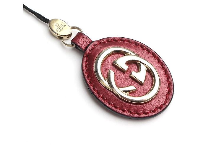 Gucci Charm per borsa in pelle con logo GG Rosso - vista 4