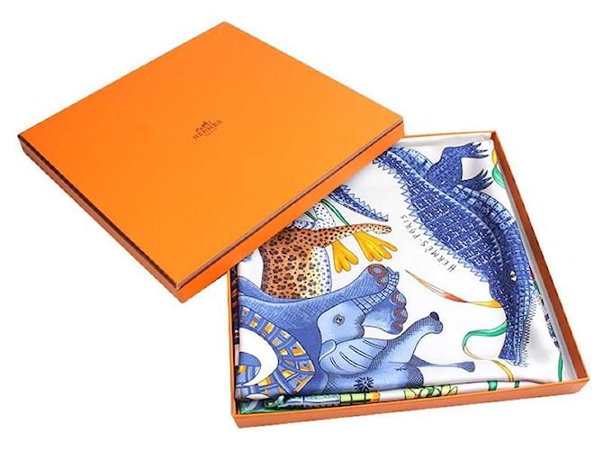 Hermès Sciarpa Carré in Seta Zambezi Blu - vista 5