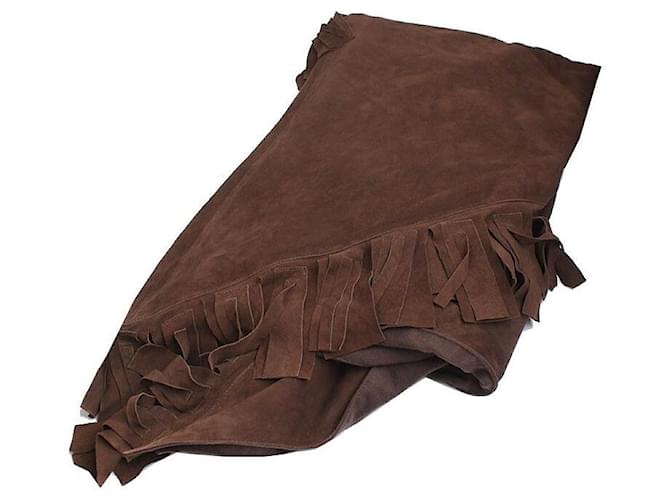 Salvatore Ferragamo Sciarpa in scamosciato marrone - vista 5