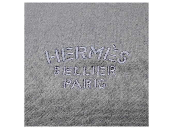 Hermès Stola in cashmere bicolore Blu - vista 4