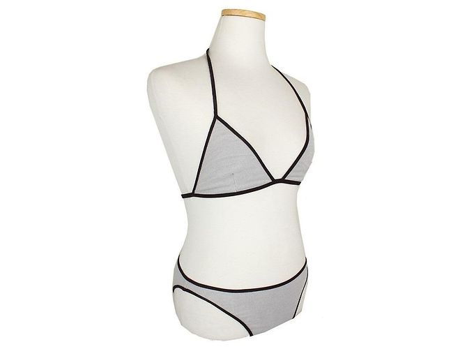 Hermès Bikini de cuello halter beige y marrón oscuro Castaño - vista 2
