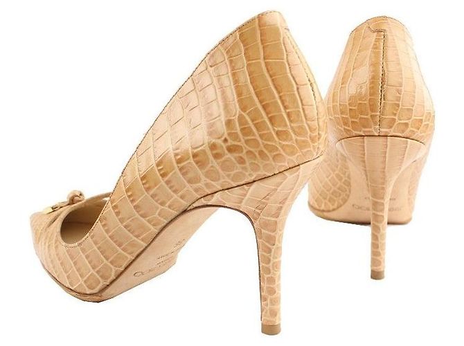 Jimmy Choo Beige Wavy Pattern Pumps Orange - view 5