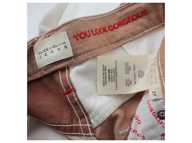 Alice + Olivia Pantalones vaqueros patchwork Alice Olivia Castaño - vista 3