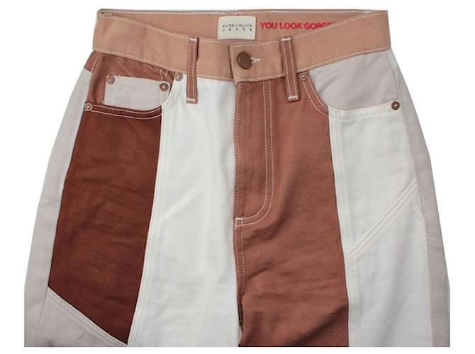 Alice + Olivia Pantalones vaqueros patchwork Alice Olivia Castaño - vista 4