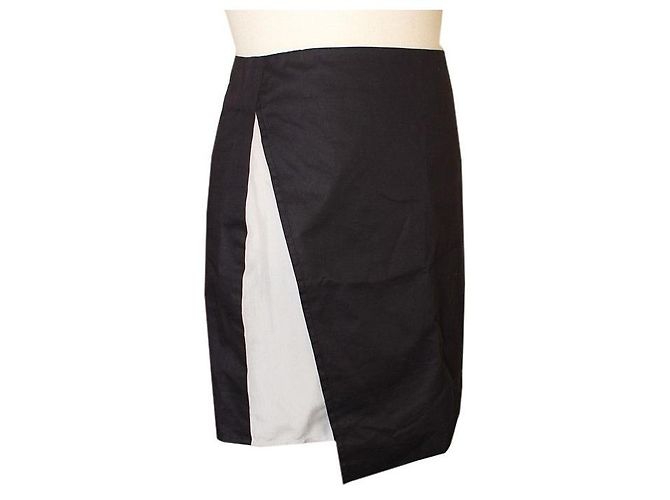 Maison Martin Margiela Minifalda asimétrica de algodón azul marino y blanco - vista 2