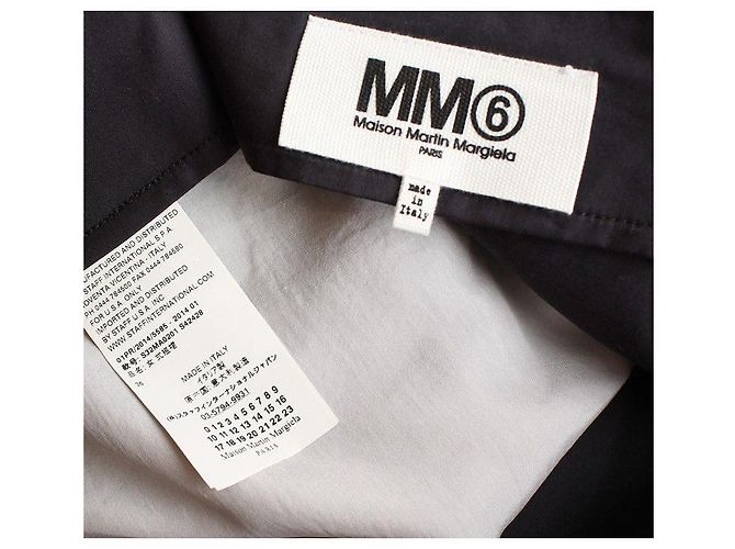 Maison Martin Margiela Minifalda asimétrica de algodón azul marino y blanco - vista 4