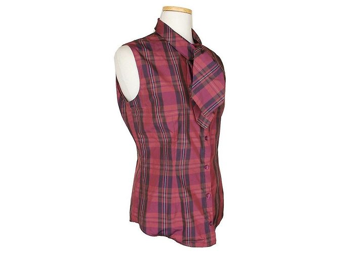 Moschino Top sin mangas con volantes y estampado de cuadros morado Roja - vista 2