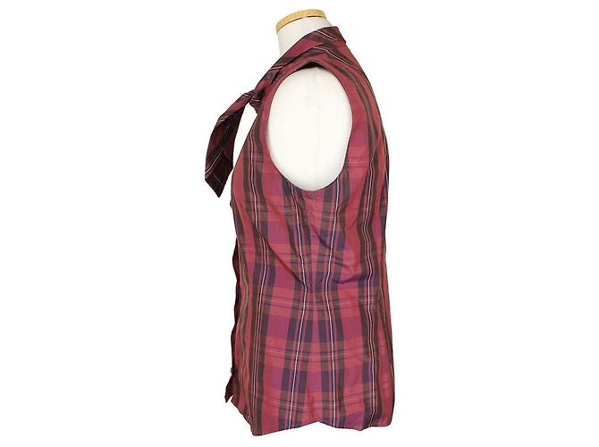 Moschino Top sin mangas con volantes y estampado de cuadros morado Roja - vista 3