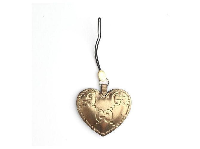 Gucci Charm per borsa in pelle a cuore dorato D'oro - vista 3