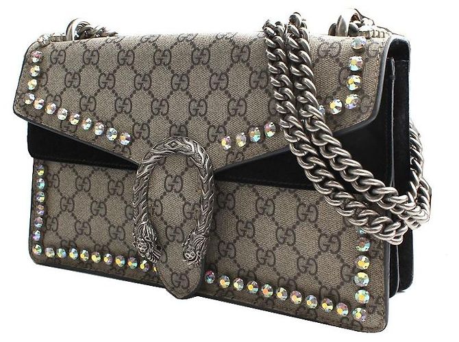 Gucci Borsa a Spalla Dionysus Supreme Black Marrone - vista 2