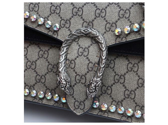 Gucci Borsa a Spalla Dionysus Supreme Black Marrone - vista 6