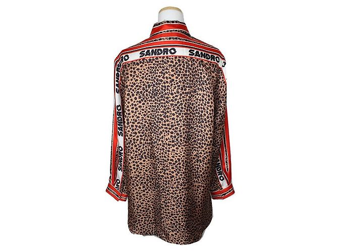 Sandro Camisa de seda con estampado de leopardo Roja - vista 2