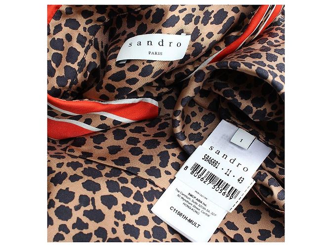 Sandro Camisa de seda con estampado de leopardo Roja - vista 3
