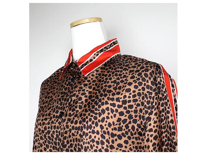 Sandro Camisa de seda con estampado de leopardo Roja - vista 4