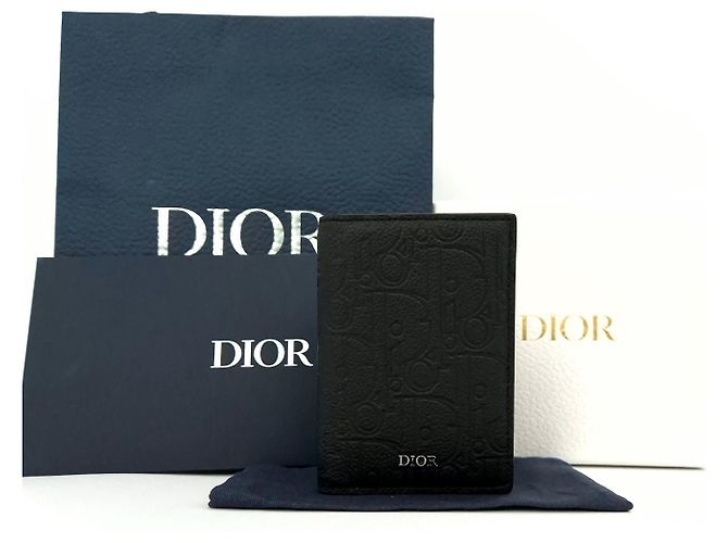 Dior Vertical Twofold Card Holder Black - view 10