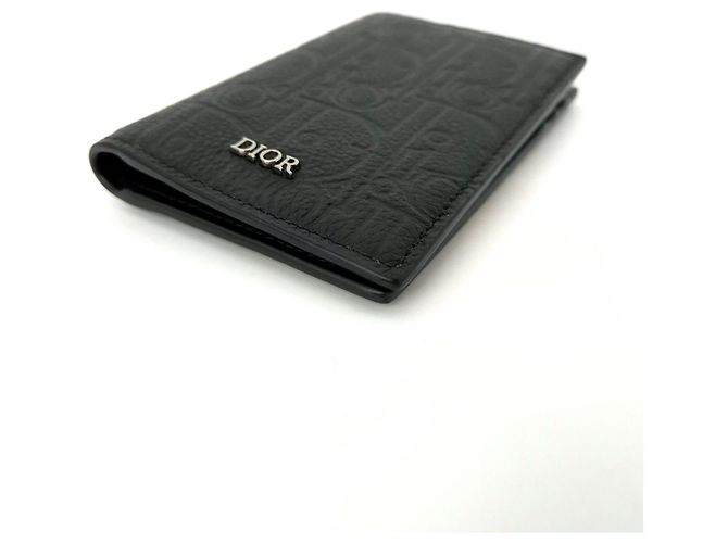 Dior Vertical Twofold Card Holder Black - view 5