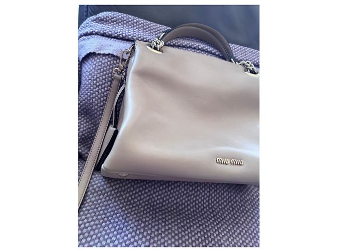 Miu Miu Borsa in pelle beige - vista 4