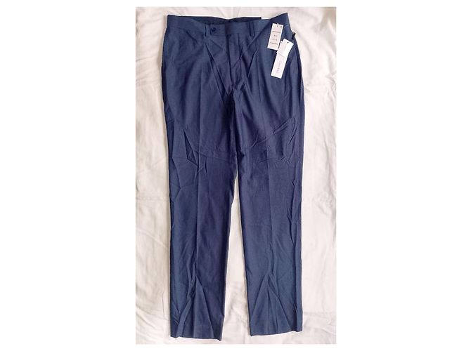 Calvin Klein Pantaloni eleganti Slim Fit a righe blu - vista 3