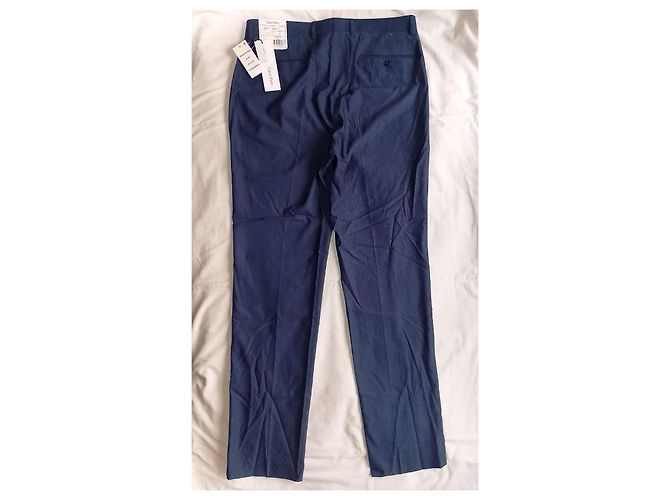 Calvin Klein Pantaloni eleganti Slim Fit a righe blu - vista 4
