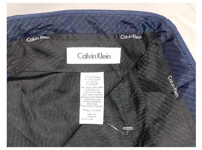 Calvin Klein Pantaloni eleganti Slim Fit a righe blu - vista 5