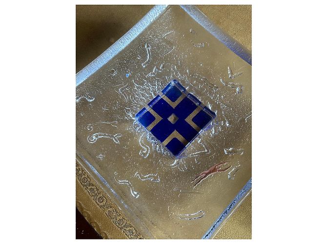 Baccarat & Aquamarine Glass Trinket Dish Copper Navy blue Light blue - view 2