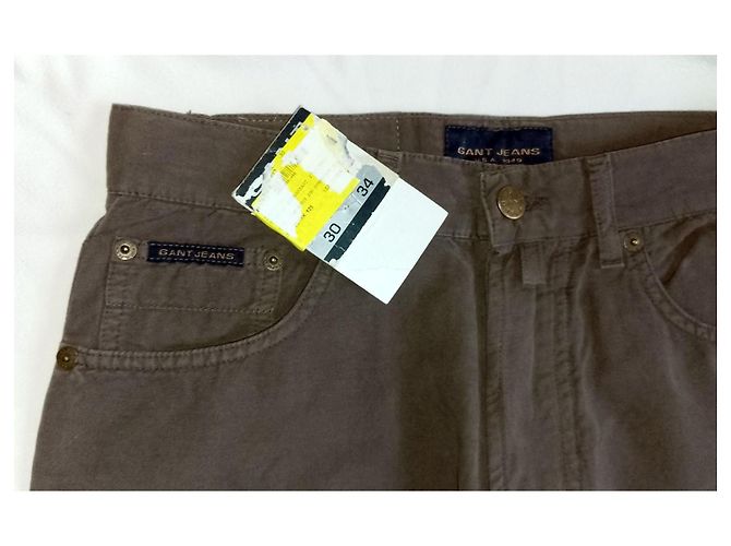 Autre Marque GANT Jeans Regular in misto lino e tela - Marrone scuro - vista 3