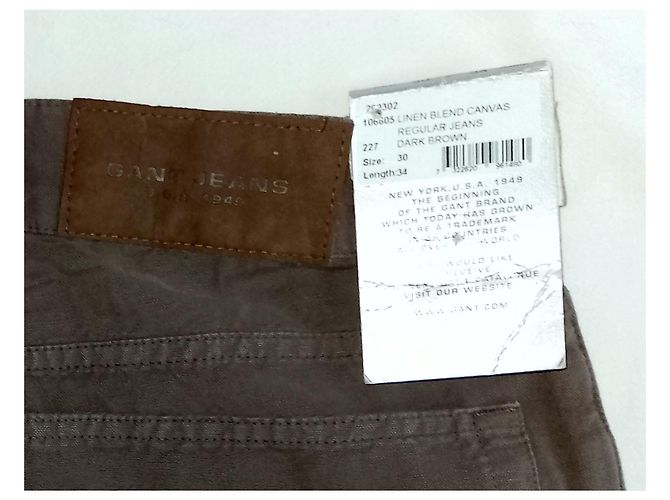 Autre Marque GANT Jeans Regular in misto lino e tela - Marrone scuro - vista 6