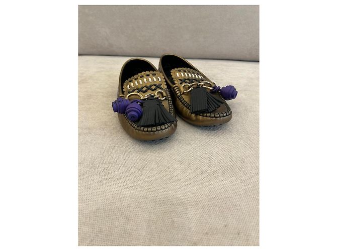 Mocassini Tod's Gommino in pelle dorata metallizzata D'oro - vista 6