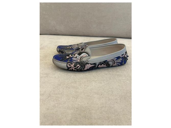 Mocassini Tod's Gommino in pelle stampata Nero Rosa Blu Grigio - vista 4