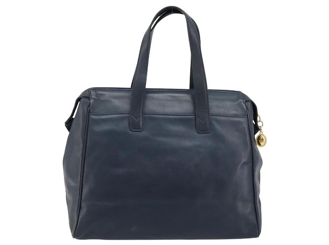 Borsa Christian Dior in pelle blu navy e oro Auth ka4387A D'oro - vista 2