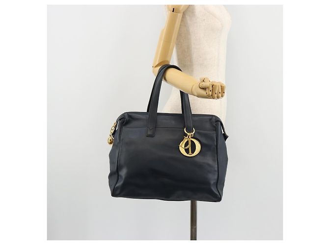 Borsa Christian Dior in pelle blu navy e oro Auth ka4387A D'oro - vista 22