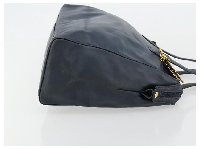 Borsa Christian Dior in pelle blu navy e oro Auth ka4387A D'oro - vista 3