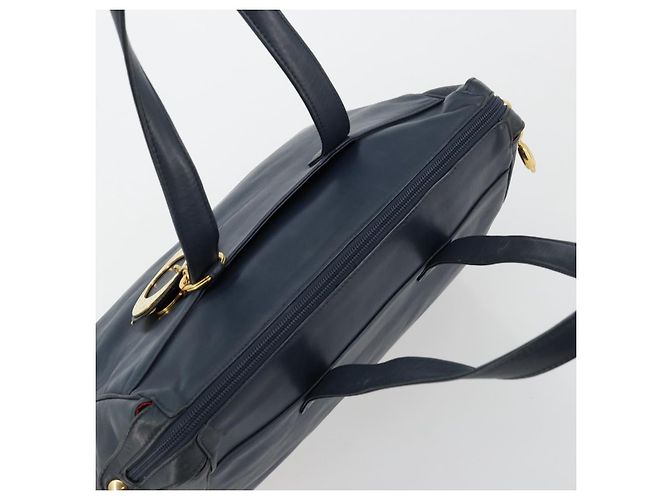 Borsa Christian Dior in pelle blu navy e oro Auth ka4387A D'oro - vista 6