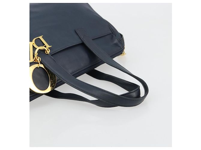 Borsa Christian Dior in pelle blu navy e oro Auth ka4387A D'oro - vista 7