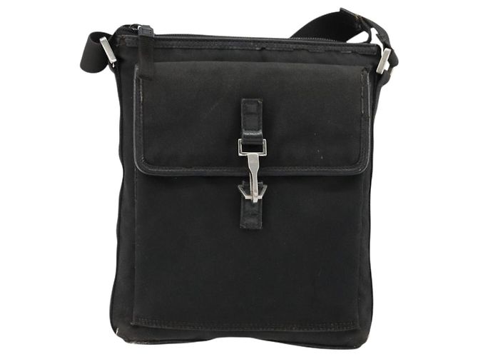 Borsa a Spalla GUCCI Nylon Nero Argento 92646 Auth 179896 - vista 13