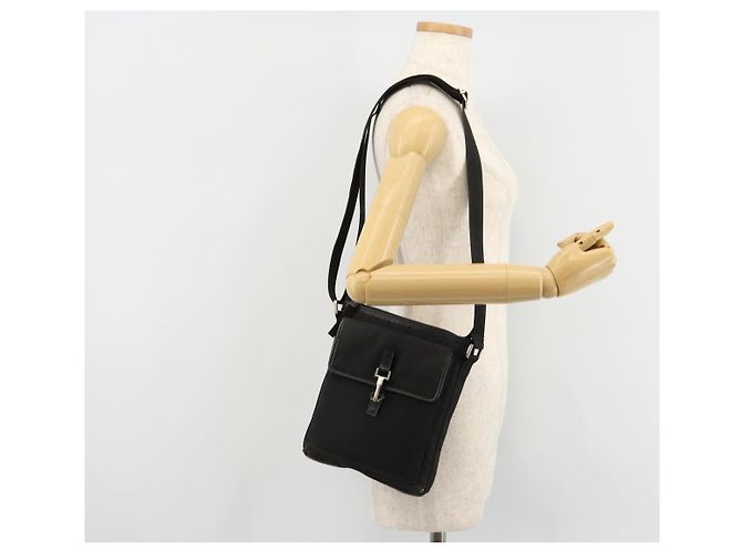 Borsa a Spalla GUCCI Nylon Nero Argento 92646 Auth 179896 - vista 24