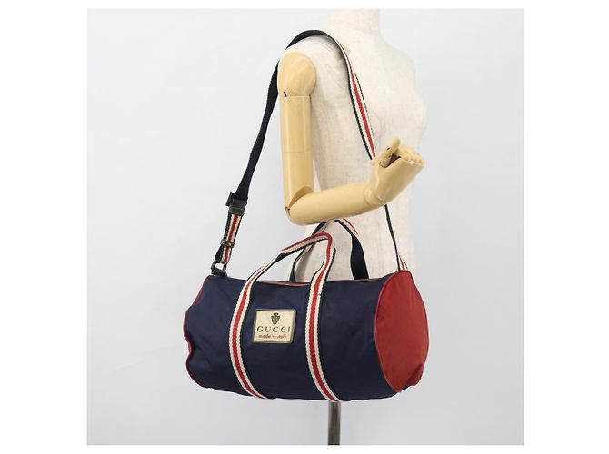 Borsa GUCCI Nylon 2way Navy Red 189657 Auth ka4408 Rosso Blu navy - vista 24