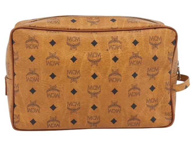 Clutch MCM Vicetos Logogram PVC Marrone Oro Auth BA12942 D'oro - vista 2