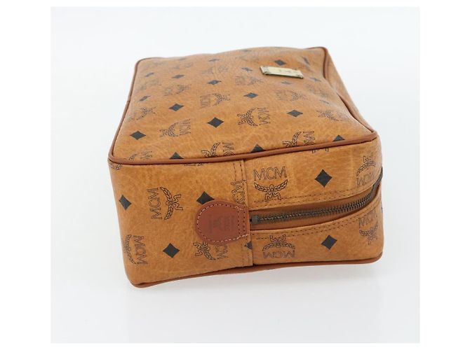 Clutch MCM Vicetos Logogram PVC Marrone Oro Auth BA12942 D'oro - vista 4