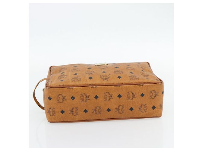 Clutch MCM Vicetos Logogram PVC Marrone Oro Auth BA12942 D'oro - vista 6