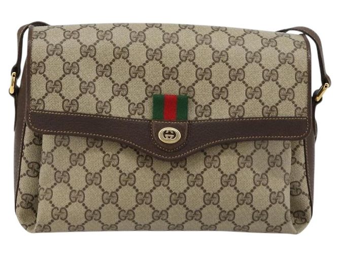 GUCCI GG Supreme Web Sherry Line Borsa in PVC Beige Oro 904 02 084 Auth ka4366 D'oro - vista 13