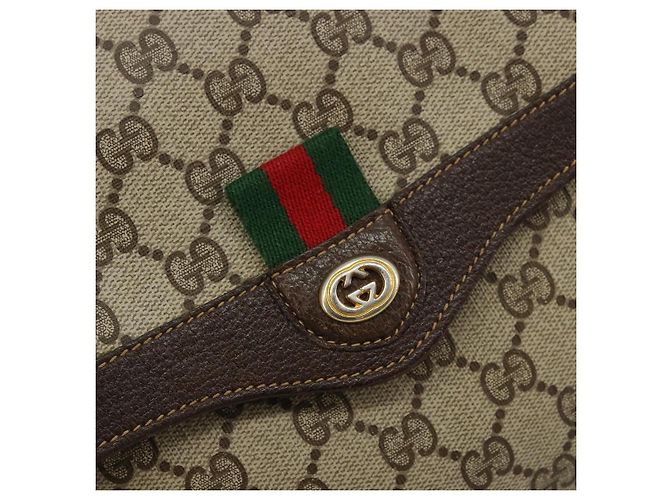 GUCCI GG Supreme Web Sherry Line Borsa in PVC Beige Oro 904 02 084 Auth ka4366 D'oro - vista 17