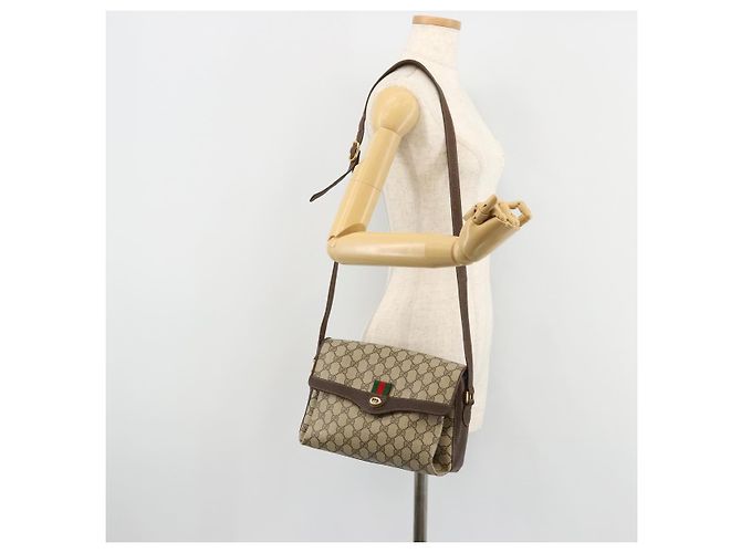 GUCCI GG Supreme Web Sherry Line Borsa in PVC Beige Oro 904 02 084 Auth ka4366 D'oro - vista 25