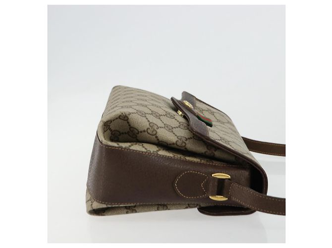 GUCCI GG Supreme Web Sherry Line Borsa in PVC Beige Oro 904 02 084 Auth ka4366 D'oro - vista 3