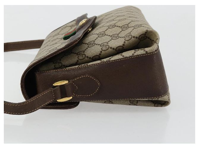 GUCCI GG Supreme Web Sherry Line Borsa in PVC Beige Oro 904 02 084 Auth ka4366 D'oro - vista 4