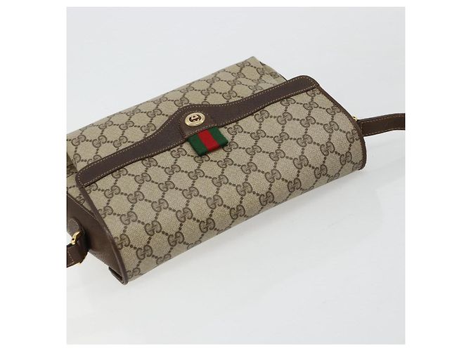 GUCCI GG Supreme Web Sherry Line Borsa in PVC Beige Oro 904 02 084 Auth ka4366 D'oro - vista 6