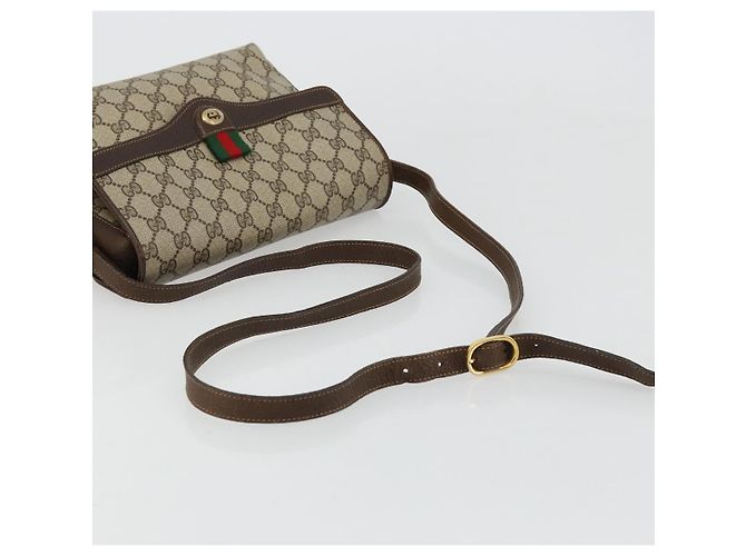 GUCCI GG Supreme Web Sherry Line Borsa in PVC Beige Oro 904 02 084 Auth ka4366 D'oro - vista 7